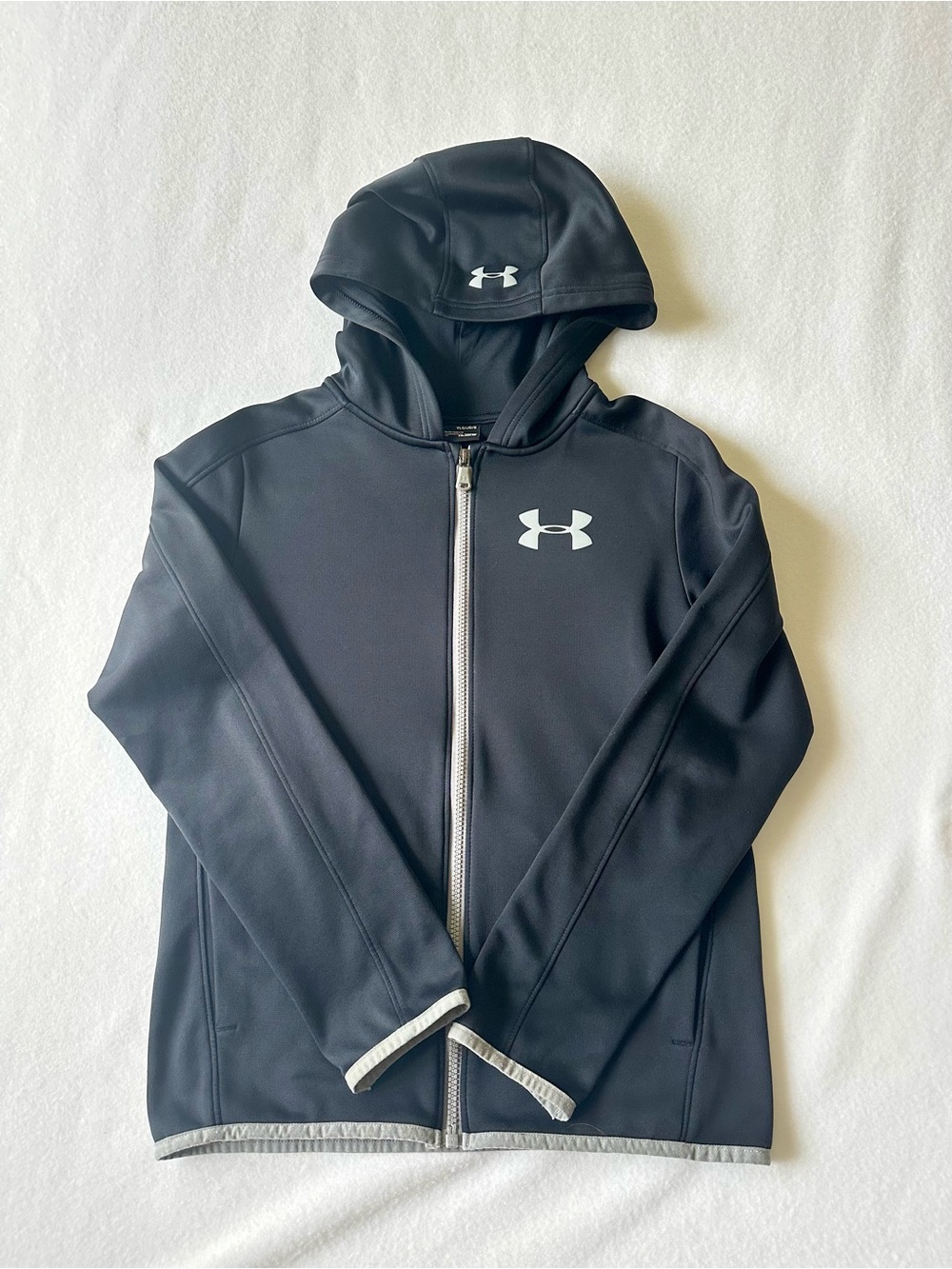 Under Armour Boys ColdGear Zip Up Hoodie Youth Large Black Full Zip Jacket